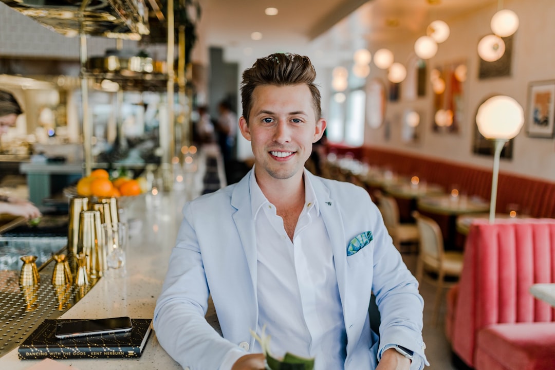 A business executive working discreetly